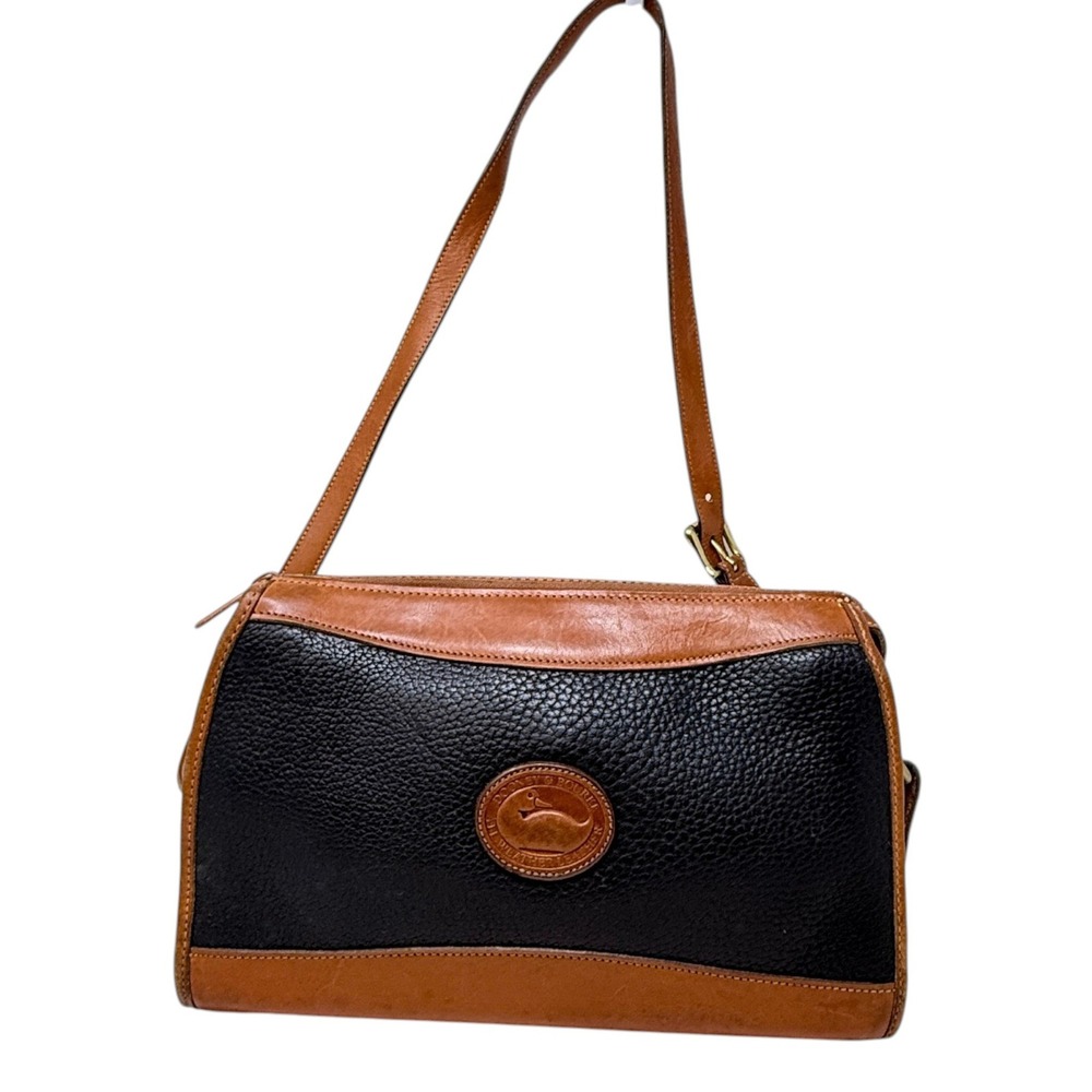 Vintage Dooney & Bourke Purse R19 Classic Zip Top AWL Black British Tan USA Bag